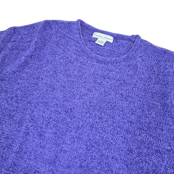 Vintage NWOT Stephanie Andrews Purple Knit Short Sleeve Top Womens L - Picture 4 of 4